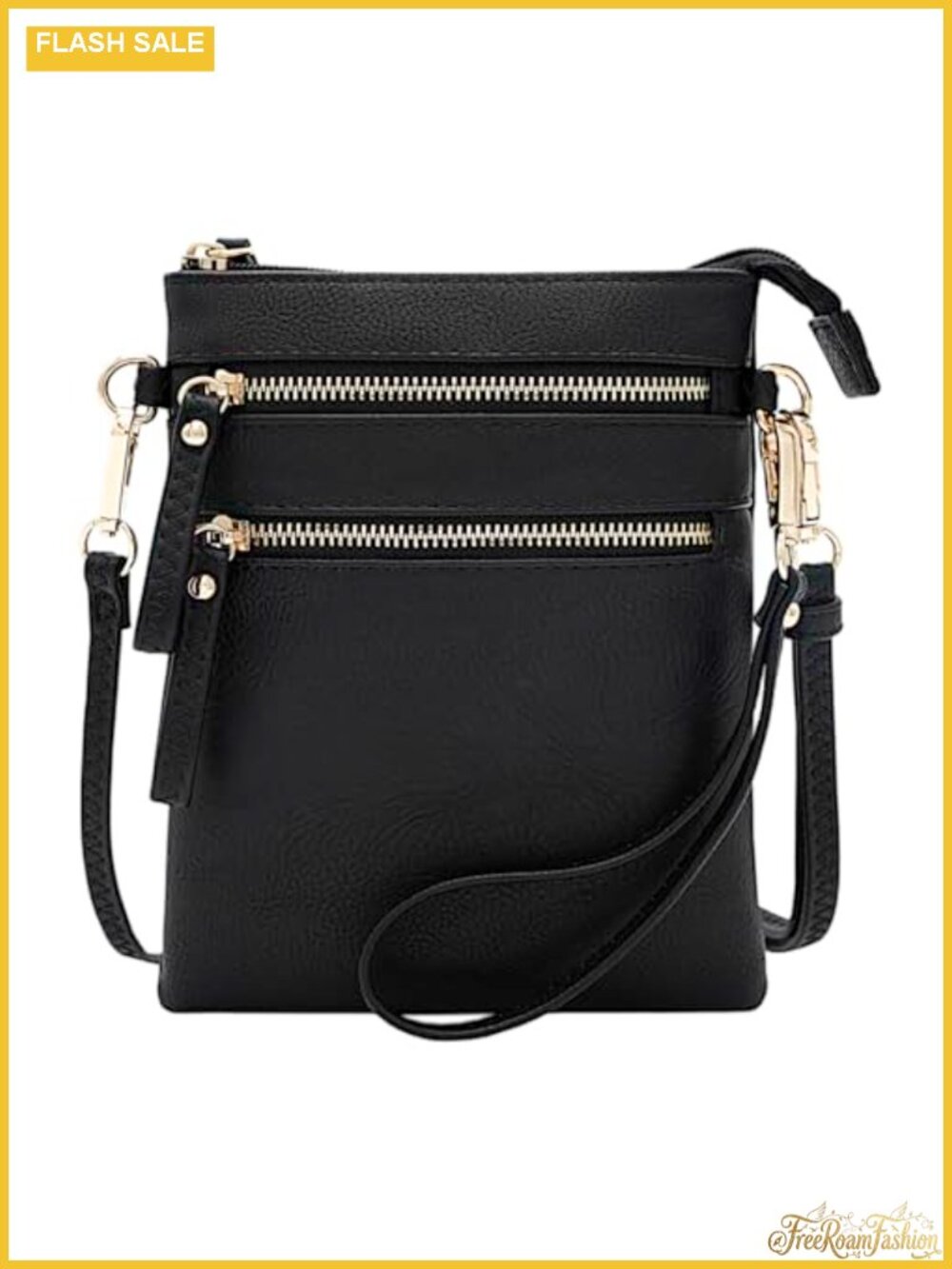 Small Multi Zip Crossbody Bag Detachable Wristlet Lightweight Travel Purse